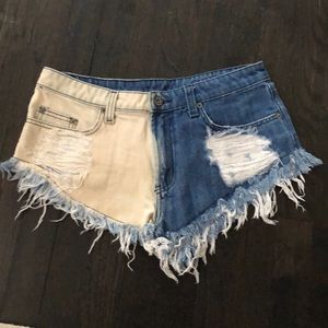 LF blue/white denim shorts
